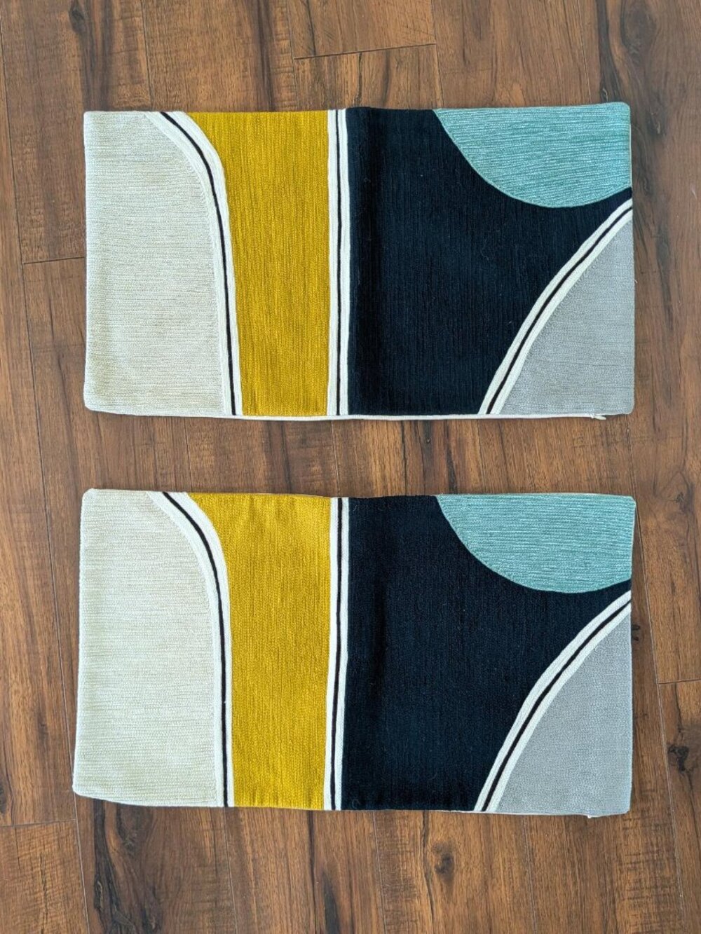 West Elm Set of 2 Crewel Geometric Lumbar Pillow Covers
